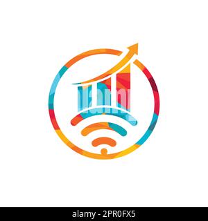 Wifi Statistic vector logo design. Wifi analytic logo icon design. Stock Vector