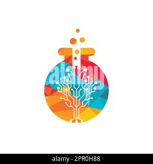 Digital Tree vector logo design. Technology logo template design vector. Stock Vector