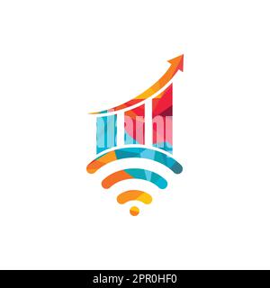 Wifi Statistic vector logo design. Wifi analytic logo icon design. Stock Vector