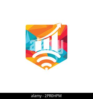Wifi Statistic vector logo design. Wifi analytic logo icon design. Stock Vector