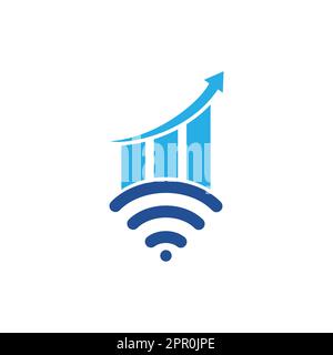 Wifi Statistic vector logo design. Wifi analytic logo icon design. Stock Vector