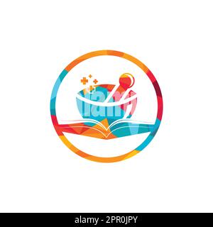 Pharmacy book vector logo design. Medical study logo design concept. Stock Vector