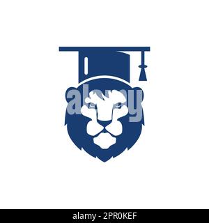 Lion Student vector logo design. Lion academy logo concept. Stock Vector
