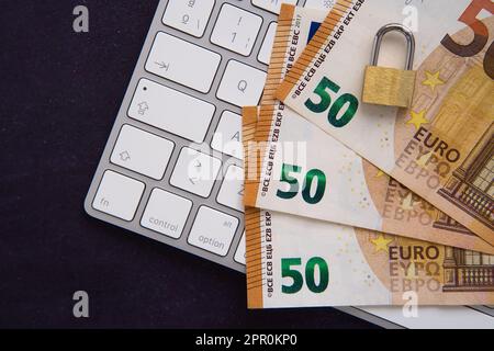 Cybersecurity and protection of information or network. Cyber ​​technology web services for business. Concept of phishing, mobile phone hacker or cybe Stock Photo