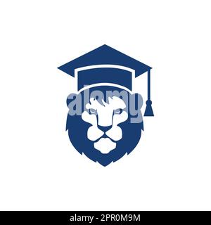 Lion Student vector logo design. Lion academy logo concept. Stock Vector