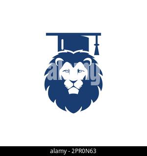 Lion Student vector logo design. Lion academy logo concept. Stock Vector