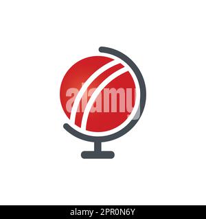 Cricket ball as a globe vector logo design. Stock Vector