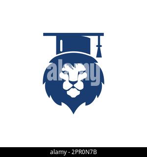 Lion Student vector logo design. Lion academy logo concept. Stock Vector