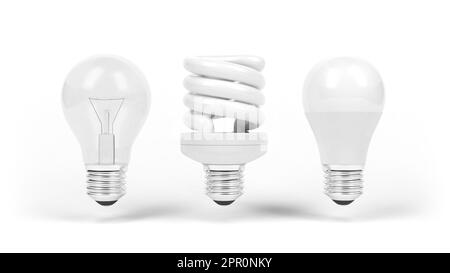 LED and CFL light bulbs on white background Stock Photo - Alamy