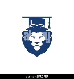Lion Student vector logo design. Lion academy logo concept. Stock Vector