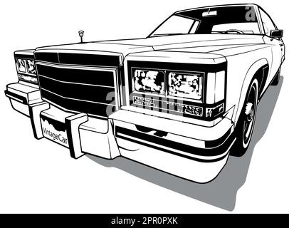 Drawing of a Classic American Vintage Luxury Car Stock Vector