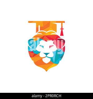 Lion Student vector logo design. Lion academy logo concept. Stock Vector