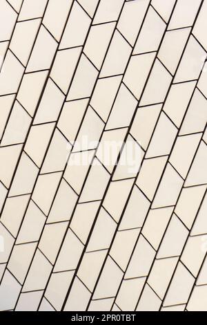Angled white tile pattern perspective close up background Stock Photo