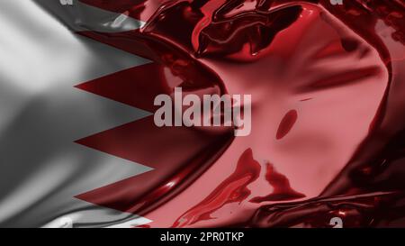 Flag of Bahrain Waving in the wind, Bahrain National flag wave, fabric texture, close-up, Realistic Animation, 3d render Stock Photo