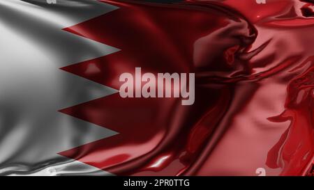 Flag of Bahrain Waving in the wind, Bahrain National flag wave, fabric texture, close-up, Realistic Animation, 3d render Stock Photo