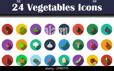 Vegetables food flat icon set design vector illustration Stock Vector ...