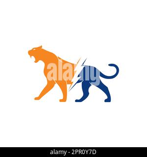 Cheetah thunder vector logo design. Cheetah electric energy logo vector design. Stock Vector