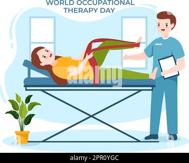 World Occupational Therapy Day Celebration Hand Drawn Cartoon Flat Illustration with Physical Therapists to Maintain and Recover Health Stock Vector