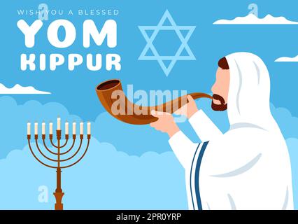 Yom Kippur Celebration Hand Drawn Cartoon Flat Illustration to Day of