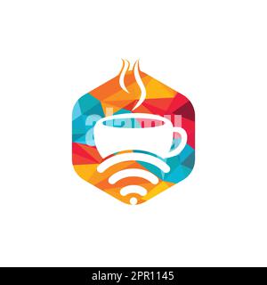 Coffee cup with WiFi vector icon logo. Creative logo design template for cafe or restaurant. Stock Vector