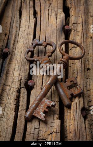 Two Antique Rustic Skeleton Keys Still Life Stock Photo
