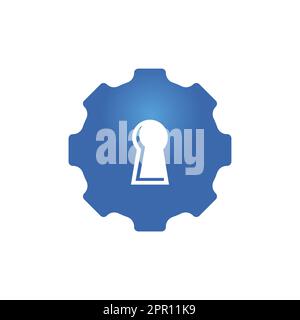 Gear padlock vector logo design. Industry protection logo design template. Stock Vector