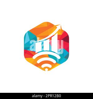 Wifi Statistic vector logo design. Wifi analytic logo icon design. Stock Vector