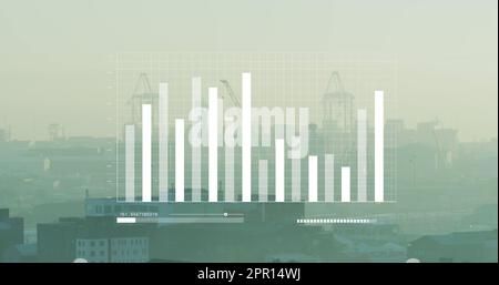 Image of data processing over cityscape Stock Photo