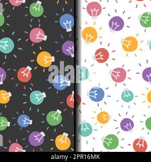 Colored light bulbs seamless pattern set on diferent backgrounds Stock Vector