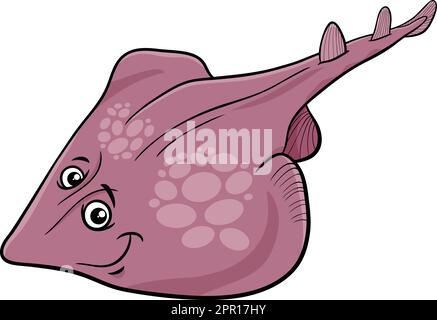 cartoon xyster or guitarfish marine animal character coloring page ...