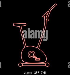 Neon exercise bicycle stationary bike exercycle icon red color vector illustration image flat style Stock Vector