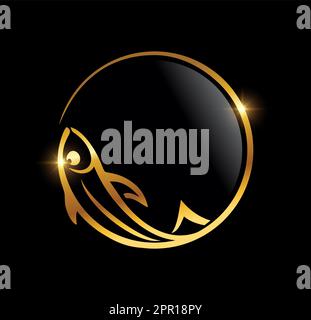 Golden Luxury Fish Vector Icon Stock Vector