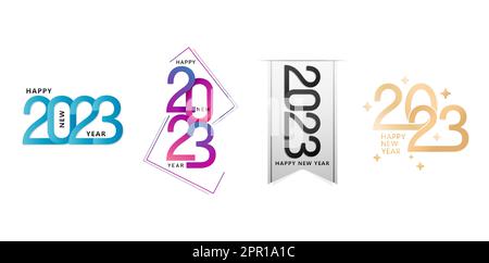 illustration of 2023 lettering number type set for covering calendar planner table wall, header social media advertising, decoration template, screen printing, printable paper, Layouts, collages, deck Stock Vector