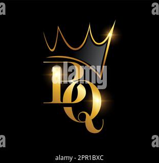 Golden Crown Monogram Initial Letters BQ Stock Vector