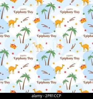 Happy Epiphany Day Seamless Pattern Design Christian Festival to Faith in Template Hand Drawn Cartoon Flat Illustration Stock Vector