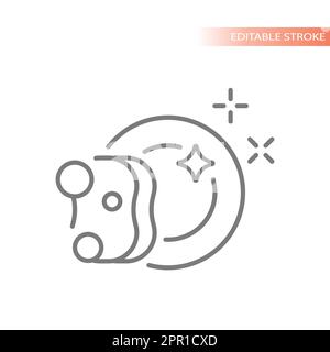 Cleaning dishes sponge line vector icon Stock Vector