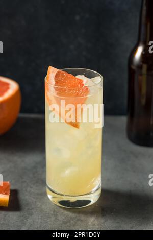 Cold Boozy Grapefruit Gin Radler in a Glass Stock Photo