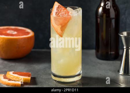 Cold Boozy Grapefruit Gin Radler in a Glass Stock Photo