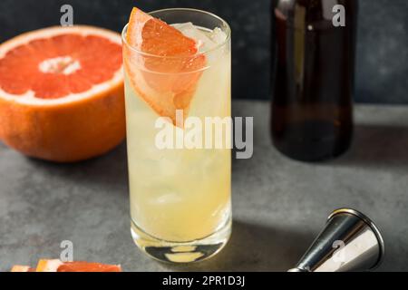 Cold Boozy Grapefruit Gin Radler in a Glass Stock Photo