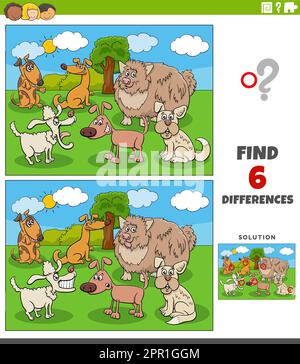 differences game with cartoon dogs group coloring page Stock Vector ...