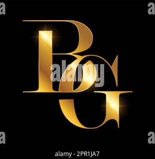 premium BG logo monogram with gold circle frame. luxury initials design ...