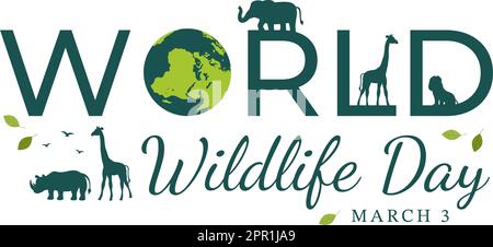 World Wildlife Day on March 3rd to Raise Animal Awareness, Plant and Preserve Their Habitat in Forest in Flat Cartoon Hand Drawn Template Illustration Stock Vector