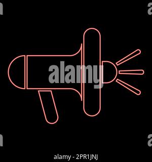 Neon loudspeaker megaphone icon red color vector illustration image flat style Stock Vector