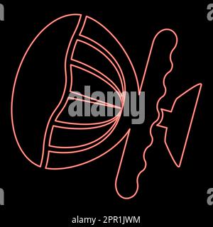 Neon airbag sign steering wheel with active airbag icon red color vector illustration image flat style Stock Vector
