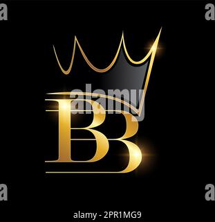 Golden Crown Monogram Initial Letters BB Stock Vector