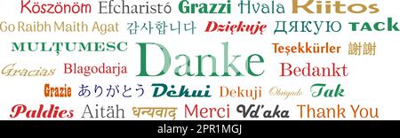 Thank you in Worldwide languages. Vector lettering. White back. Stock Vector