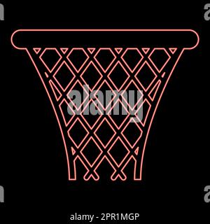 Neon basketball basket streetball net basket icon red color vector illustration image flat style Stock Vector