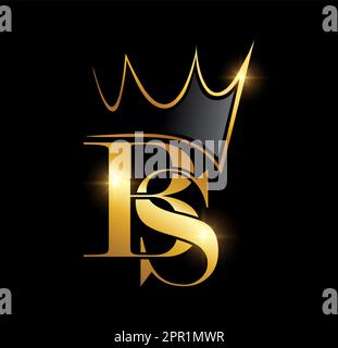 Golden Crown Monogram Initial Letters BS Stock Vector