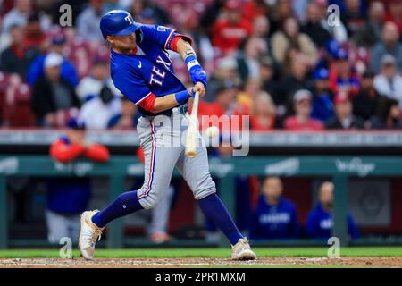 Texas Rangers' Josh Jung bats during the fifth inning of a baseball game  Friday, Sept. 9, 2022, in Arlington, Texas. (AP Photo/Michael Ainsworth  Stock Photo - Alamy