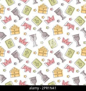 Happy Epiphany Day Seamless Pattern Design Christian Festival to Faith in Template Hand Drawn Cartoon Flat Illustration Stock Vector